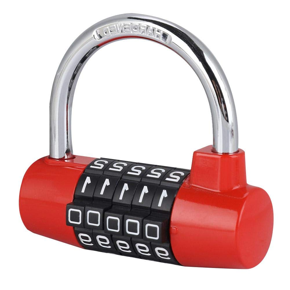Candado de 5 dígitos, Cerradura de casillero Aleación de zinc, U forma de Cerradura Combinación de Puerta Maleta para gimnasio, Escuela, Hogar, Oficina, Viajes, Gabinete, Bicicleta(roja)