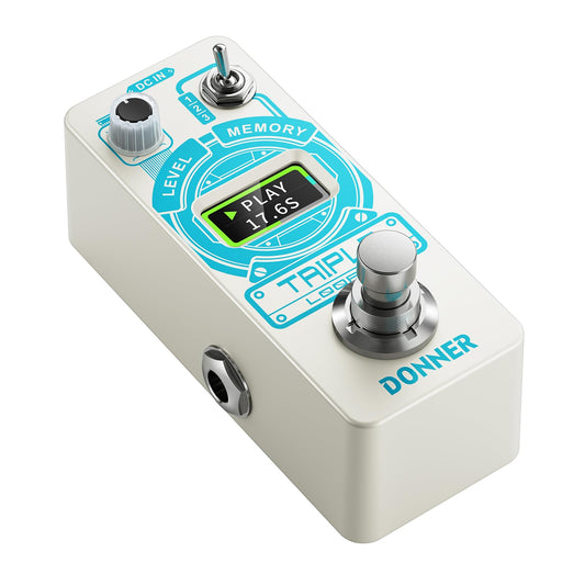 Donner Pedal de guitarra triple Looper de 90 minutos de bucle de tiempo con visualización, 3 bucles de bucle de pedal con overdubs ilimitados deshacer/rehacer