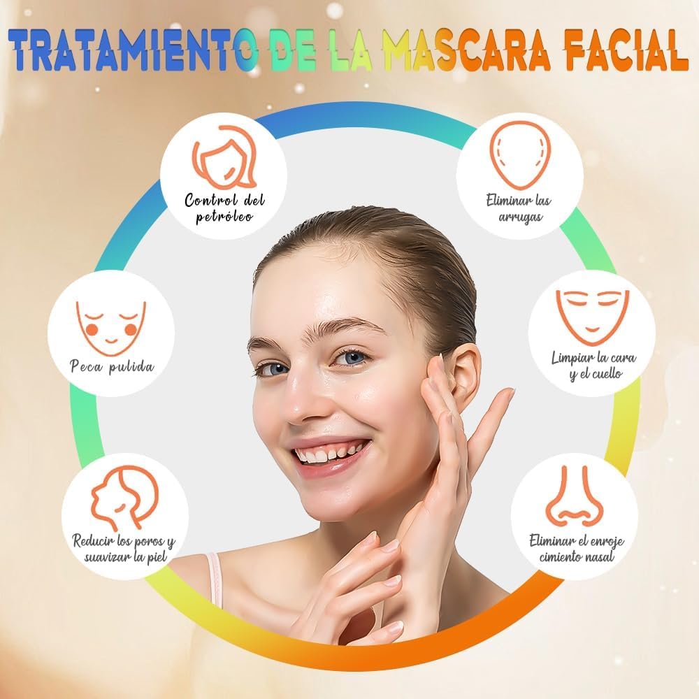Máscara LED Cuello de La Cara Anti Arrugas Eliminación de Acné Máquina, Mascarilla LED para El Cuello, Herramientas para El Cuidado de La Piel con Mascarilla de 7 Colores