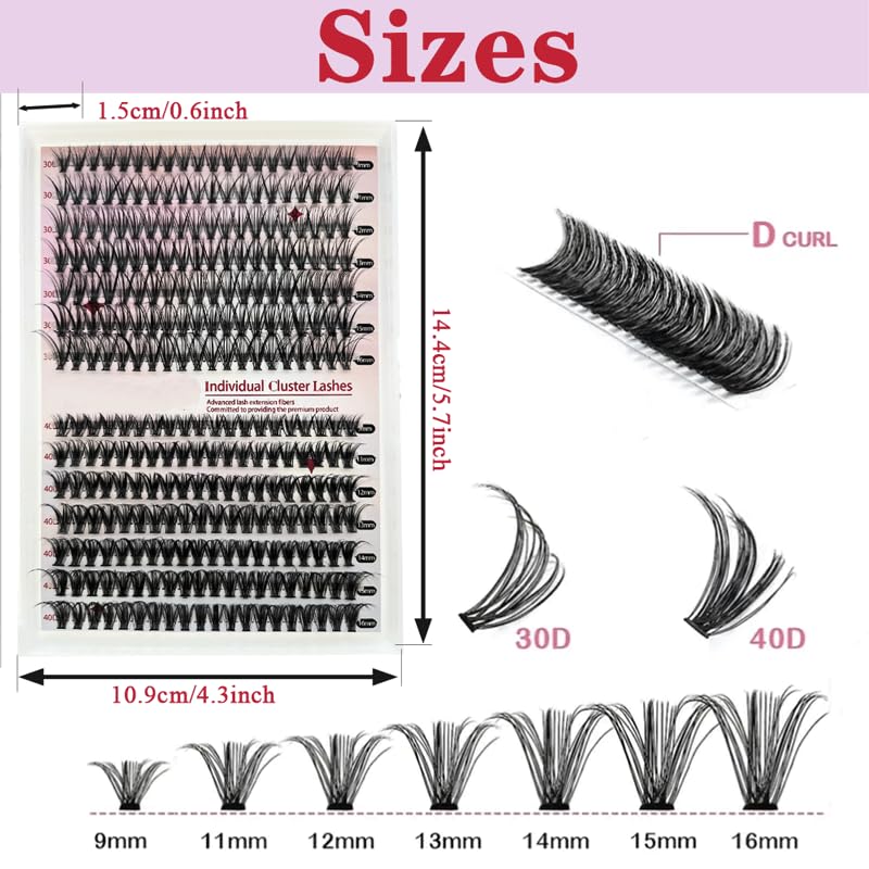 Kit de Extensión de Pestañas 30D 40D | 280 Pestañas Individuales Premium