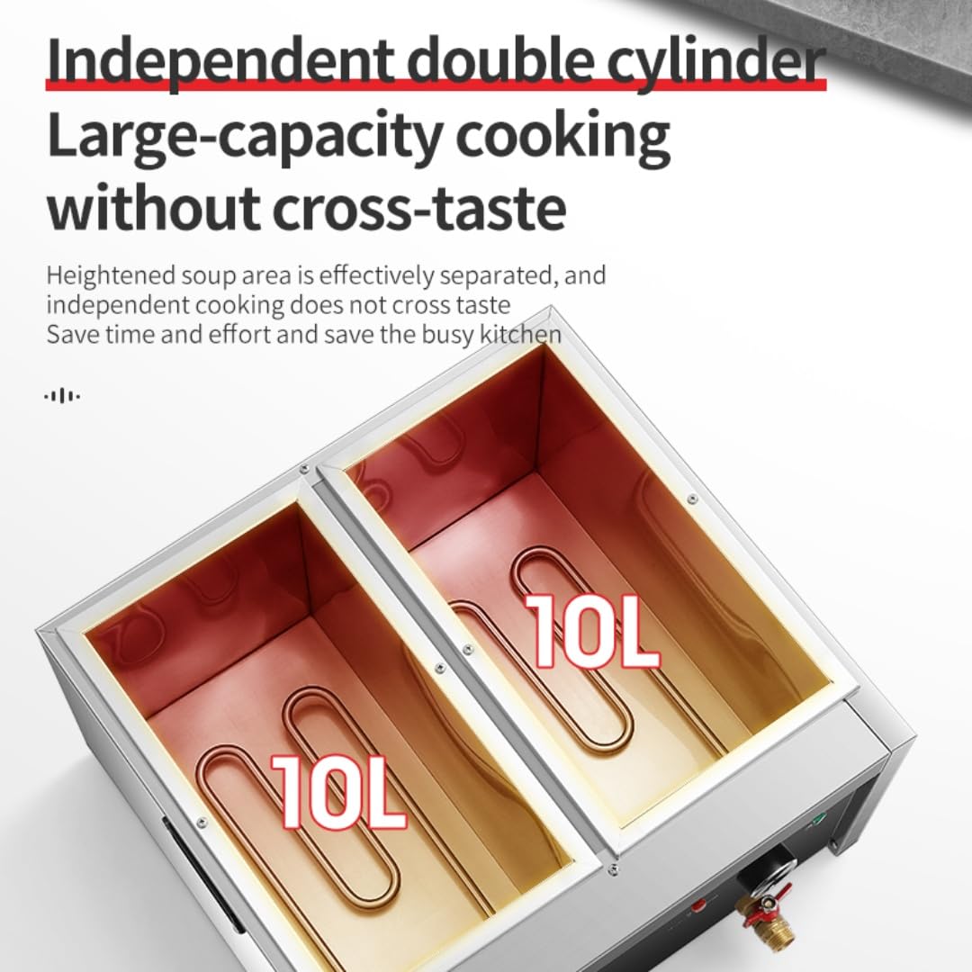 Koalalko - Cocina de pasta comercial con válvula de drenaje, 2 tanques independientes, 4 coladores de pasta, máquina de cocción de fideos, caldera ajustable de temperatura, para espaguetis, ramen,