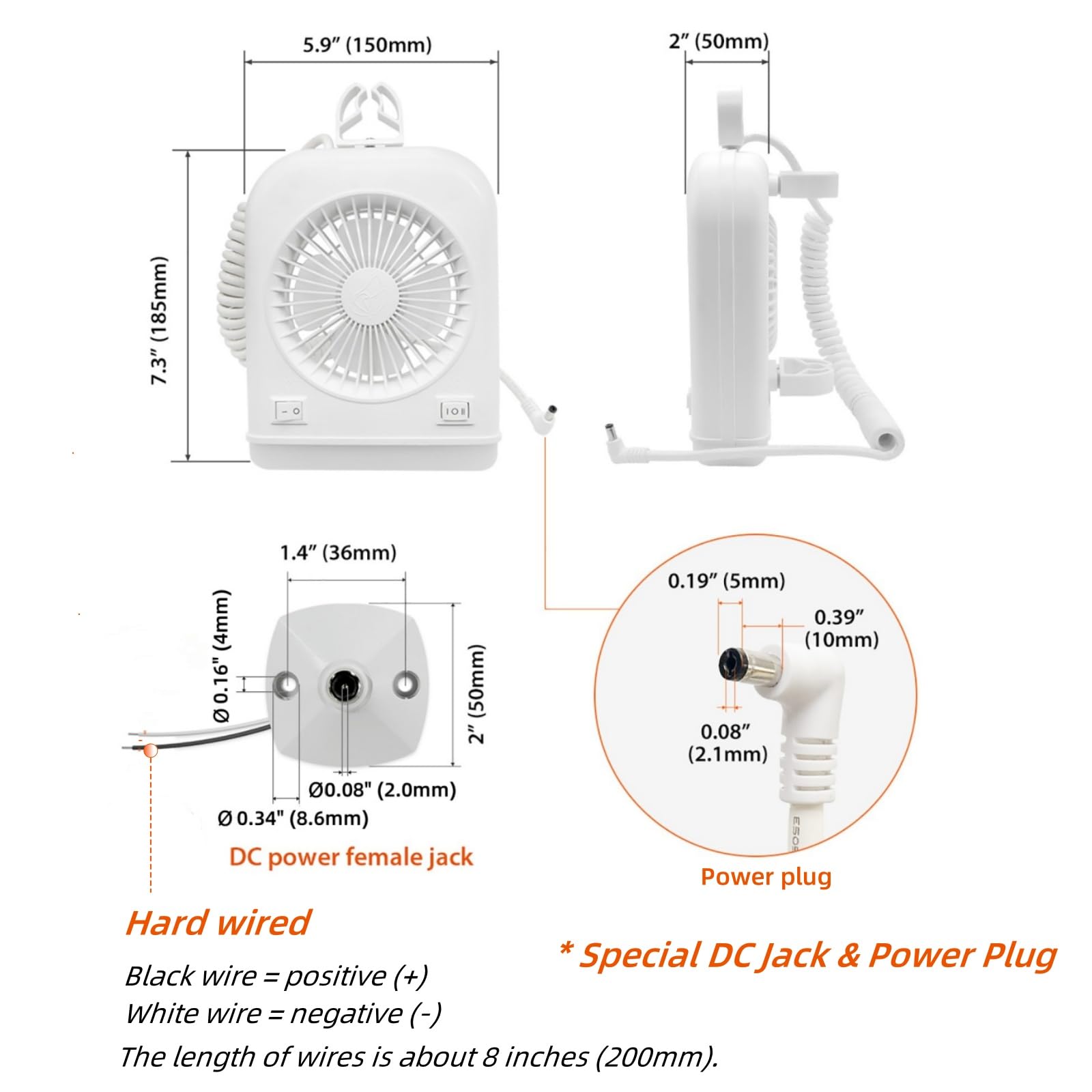 Ventilador Dream Lighting Blanco de 12 Vot con Luz de Lectura LED de 2 Velocidades para Caravana y Camping