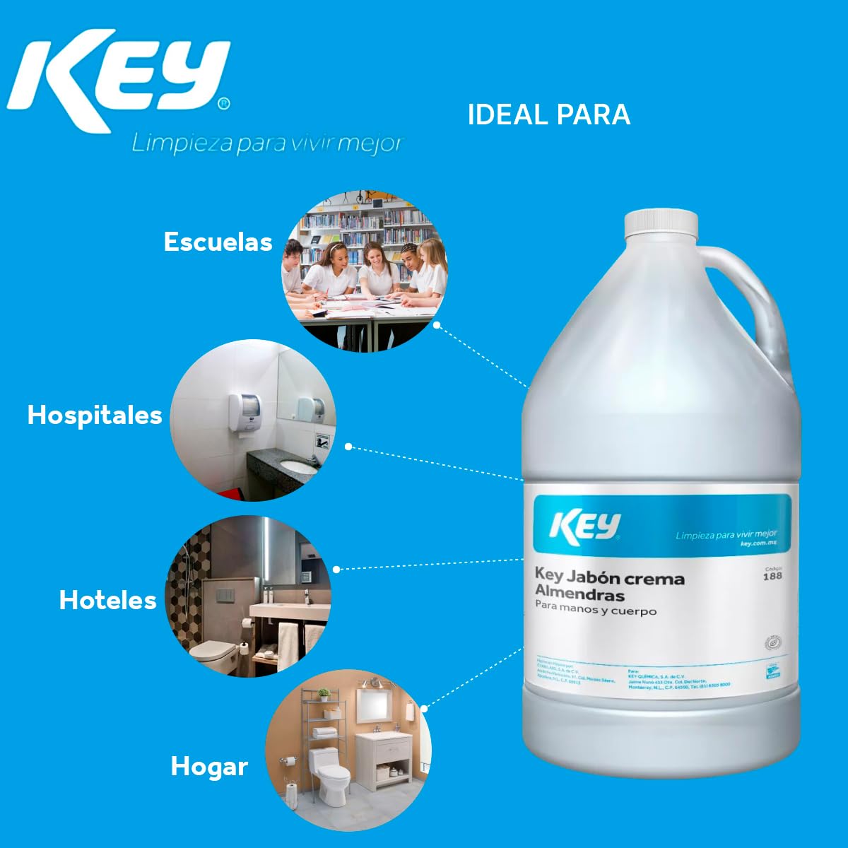 Jabón En Crema Almendras Para Manos Y Cuerpo Key 4 Lt
