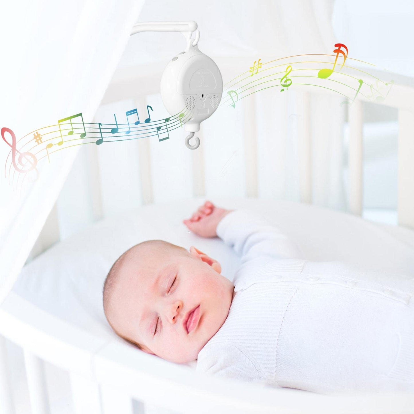 Caja de música móvil para bebé, caja de música móvil para cuna, caja musical girat para cuna, caja de música móvil musical con pilas con 35 canciones incorporadas, motor móvil para cuna, mó l par