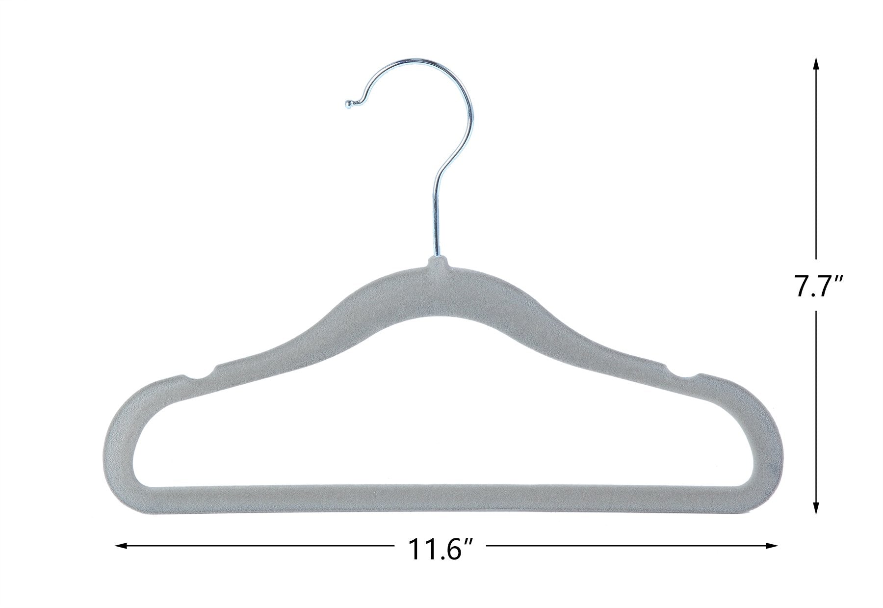 Finnhomy - Perchas antideslizantes para ropa para bebés y niños, paquete de 30 ganchos de terciopelo con 10 clips para dedos, color gris