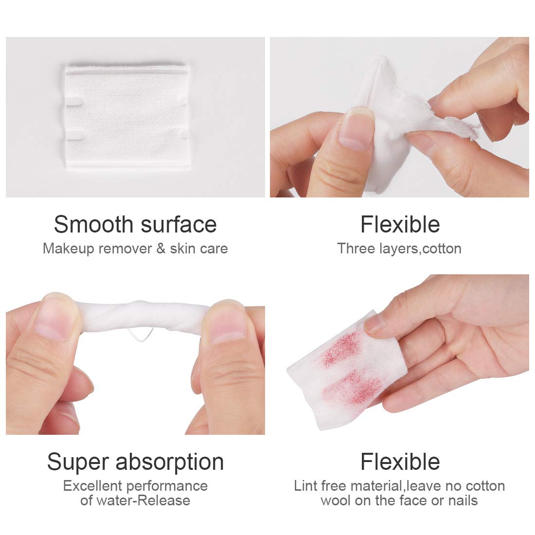 Almohadillas Cosméticas de Algodón 100% Natural Doble Cara para Removedor de Maquillaje
