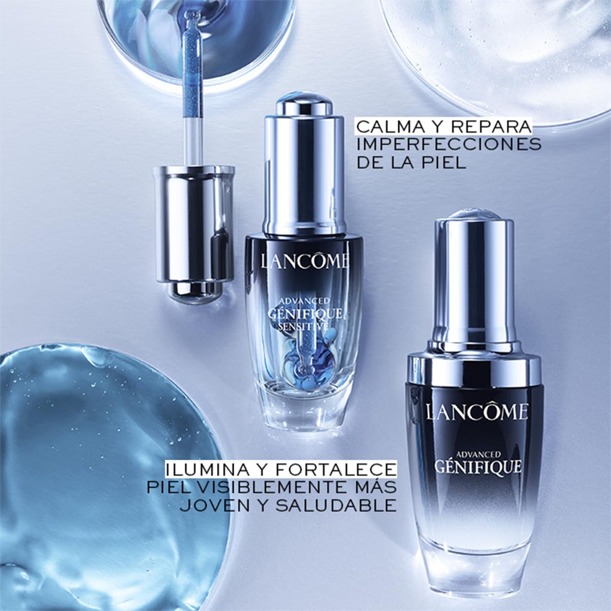 Lancôme Advanced Génifique Sensitive, Serum Reparador para Rostro y Piel Sensible, De Uso Nocturno Para Fortalecer la Barrera de la Piel, Con Ácido Hialurónico, Ferúlico y Vitamina E, 20 ml