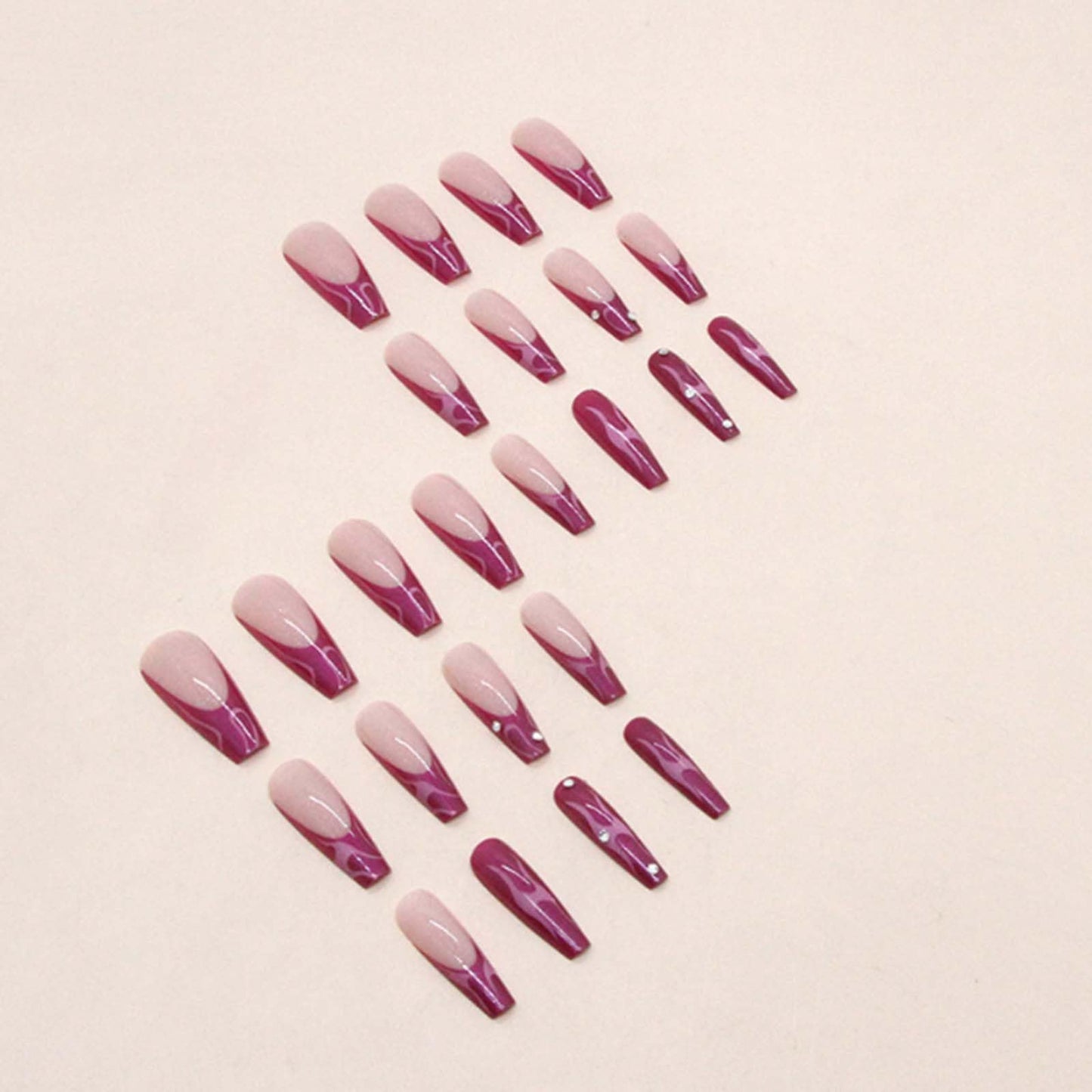 Gifiky Uñas Postizas de Ataúd Largo, Prensa Francesa, Uñas de Galaxia, Consejos Acrílicos Reutilizables, Uñas Postizas para Mujeres y Niñas, 24 Piezas