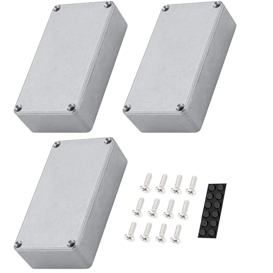 DaierTek - Caja de aluminio para pedal de efecto guitarra 125B / 1590N1, caja de metal sin acabar, 122 x 66 x 39,5 mm con patas de goma