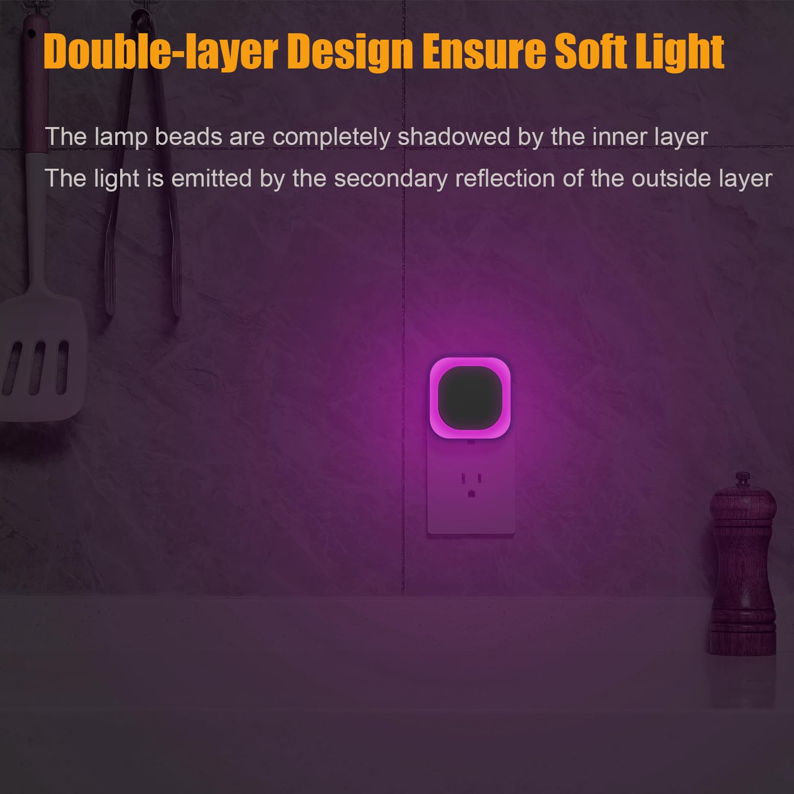 Luz Nocturna LED YUNLEX Rosado con Sensor Automático y Brillo Regulable