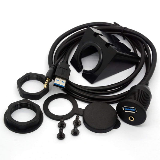 Cable USB 3.0 de Montaje Empotrado para Radio y Estéreo, Negro, 1 Metro