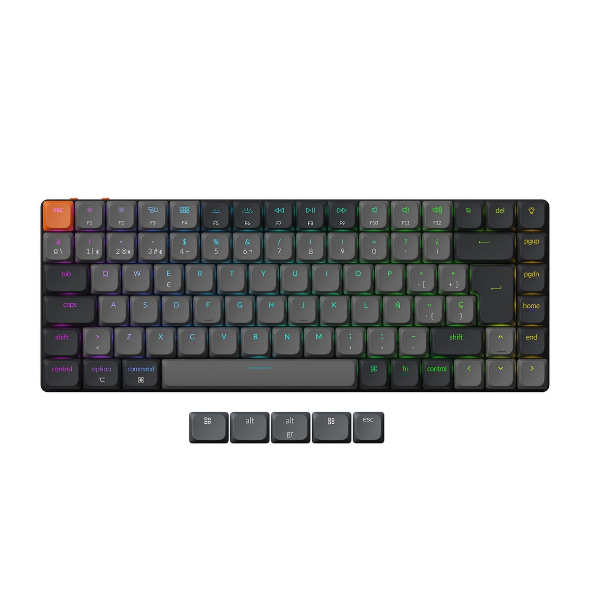Teclado Mecánico Inalámbrico Keychron K3 Marrón Ultradelgado Hot-Swappable Retroiluminación LED RGB Recargable Bluetooth 5.2 ES Layout Versión 3