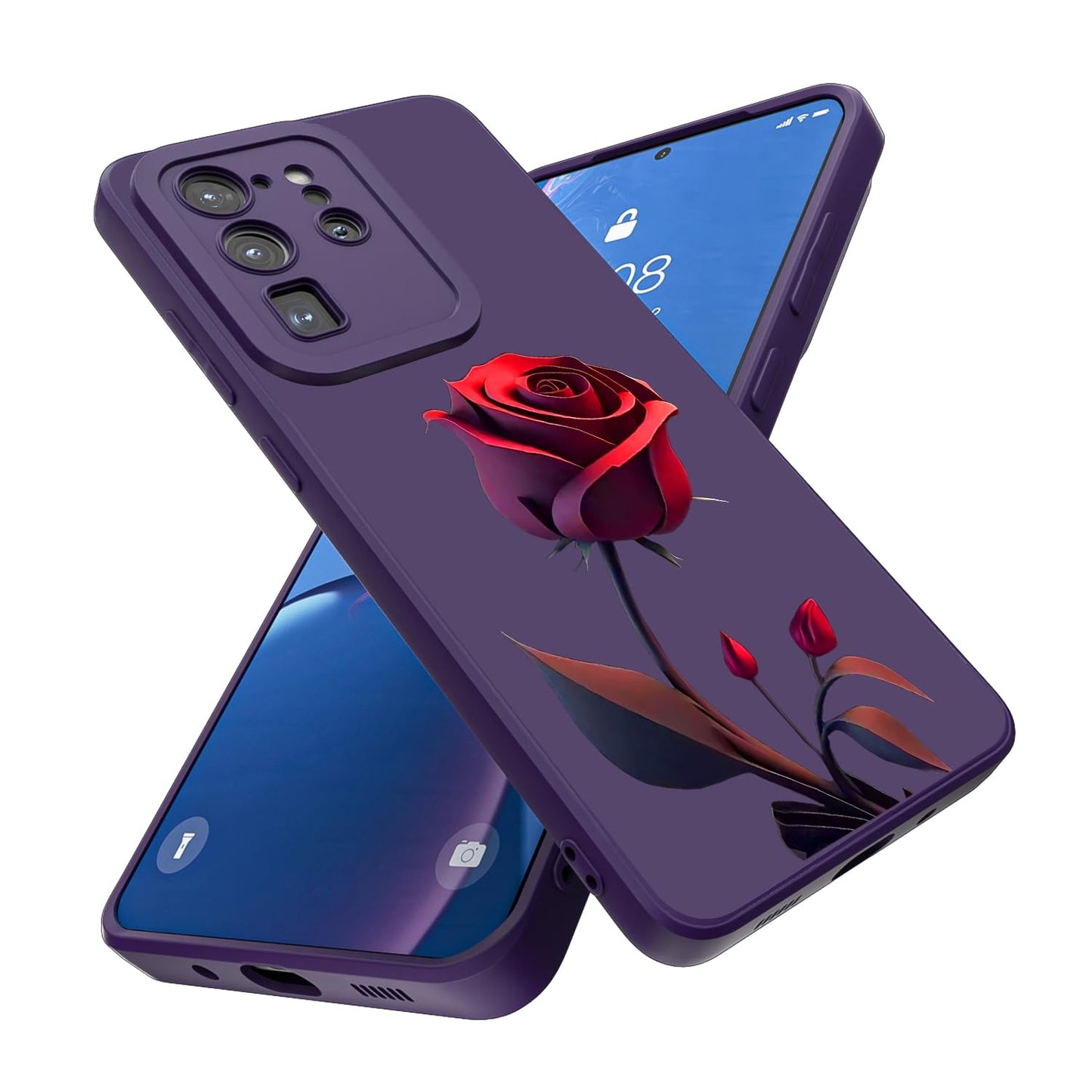 Threehao Funda para Samsung Galaxy S20 Ultra Case Uso Rudo, Ultra Delgado Flexible Silicona Púrpura Carcasa con Aesthetic Dibujos Flores, Antigolpes Anti-arañazos Protectora