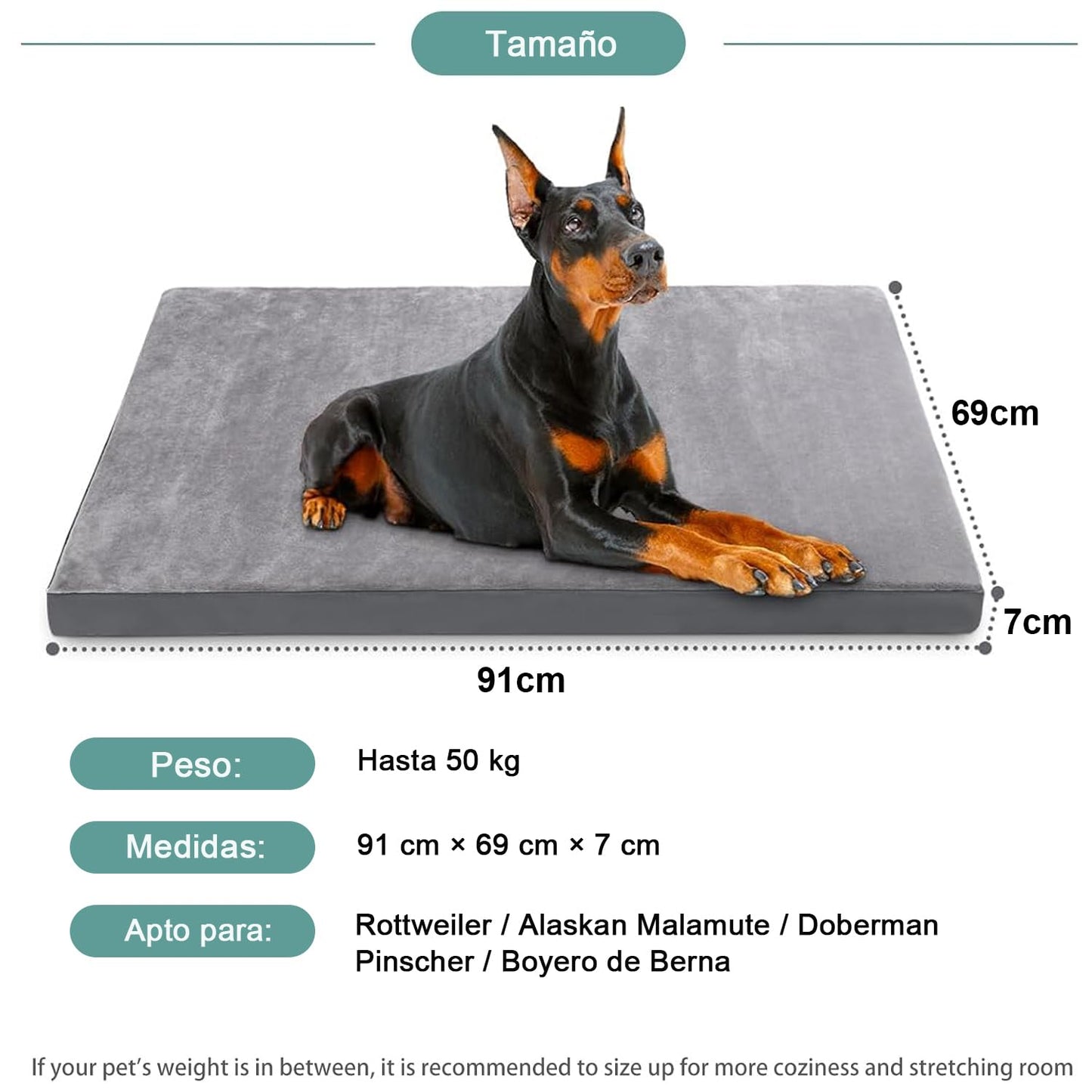 Cama Ortopédica Muja Grandes Doble Cara Inferior Antideslizante para Perro