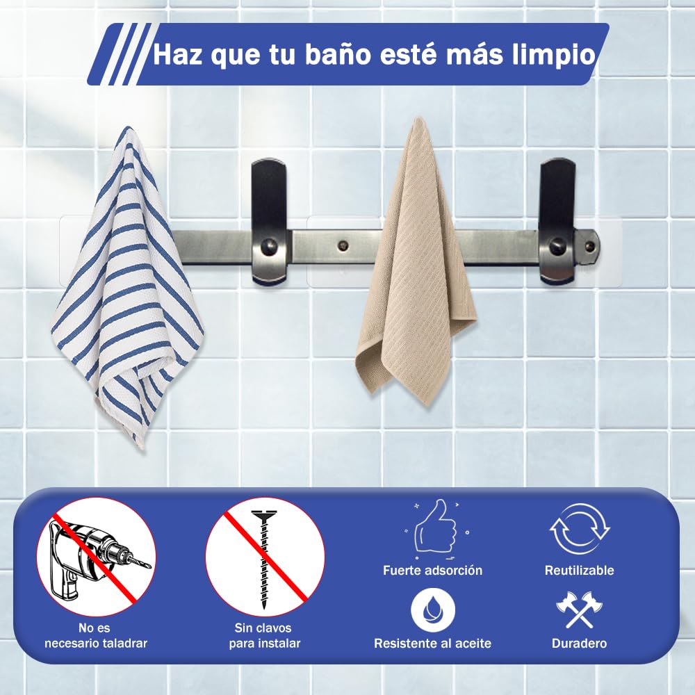 Freetis Ganchos Adhesivos Transparentes, Ganchos de Pared Sin Clavos, 10PCS Ganchos de Baño Adhesivos Ganchos Impermeables y Reutilizables Sin Costura (6 * 6/1.4)