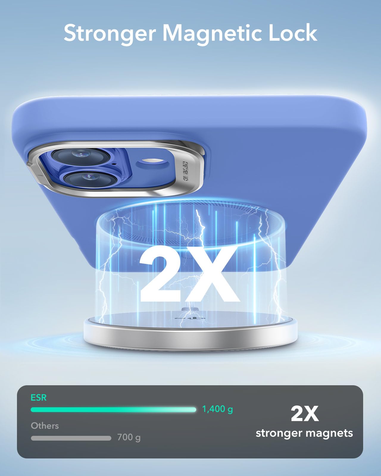 ESR - Funda para iPhone 16 de silicona con botón de control de cámara y soporte, compatible con MagSafe, soporte para cámara integrado, funda magnética, serie Cloud, color azul ultramar