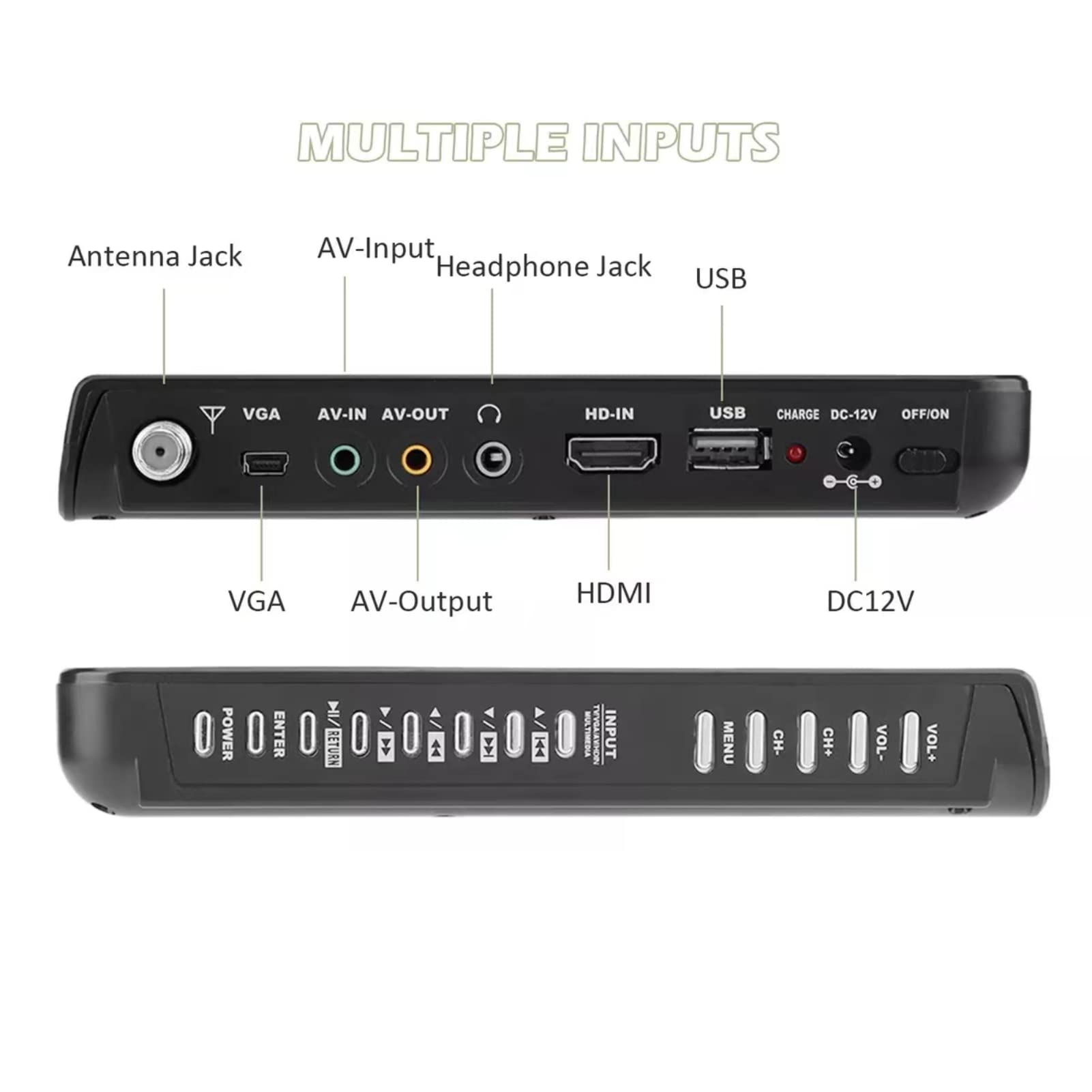 TV Digital Acogedor 10 Pulgadas HDMI Alta Sensibilidad con Sintonizador Estéreo y Soporte Radio FM
