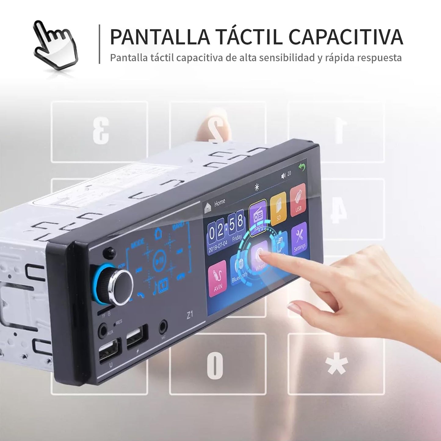 FINYQBET Autoestéreo Bluetooth de 4.1 Pulgadas, Reproductor MP5 con Pantalla HD, Llamadas Manos Libres, Carga Rápida USB y Control Desde Volante,para Viajes Seguros y Entretenimiento en el Auto