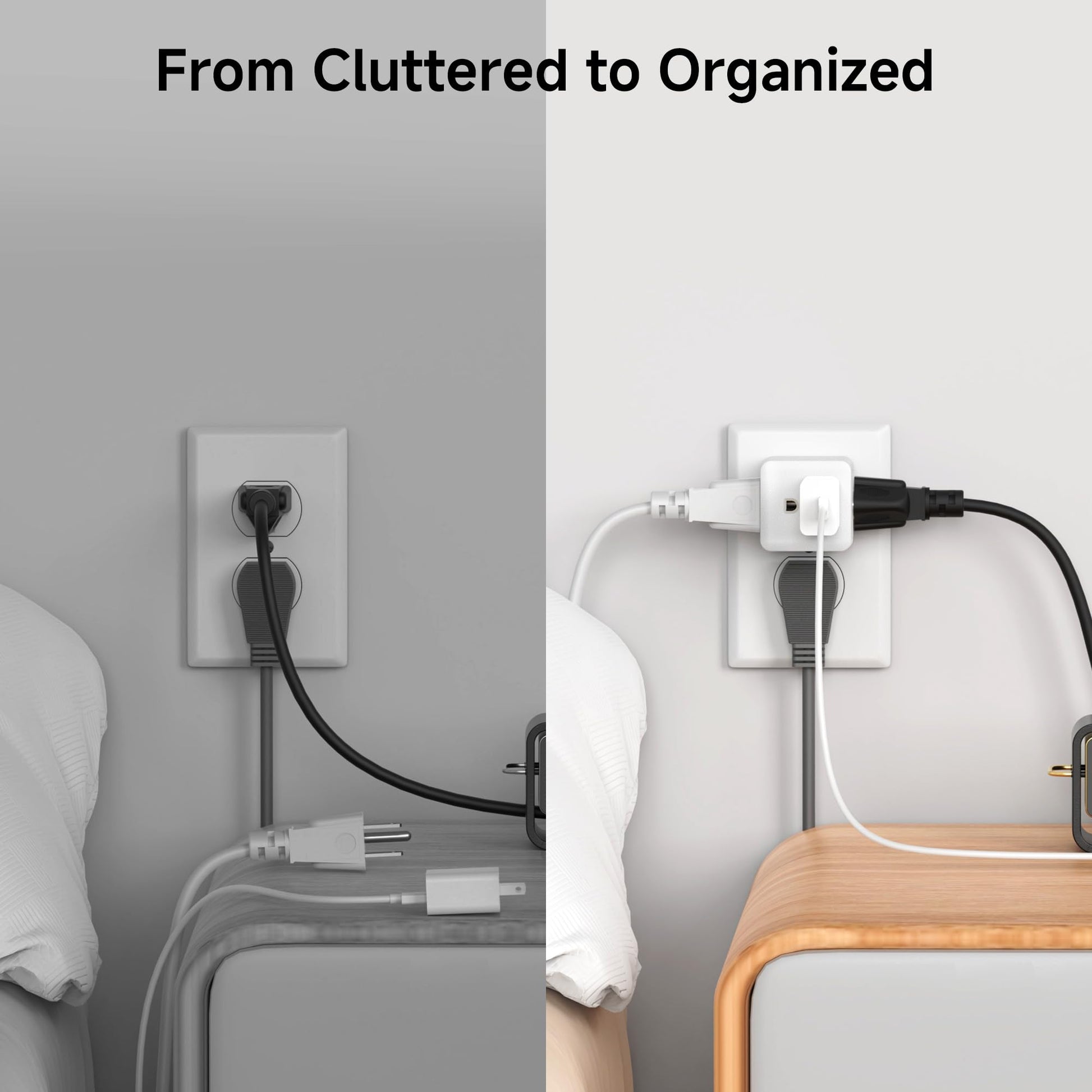Cable Matters Paquete de 3 adaptadores Power Cube de 3 Salidas con conexión a Tierra en Blanco