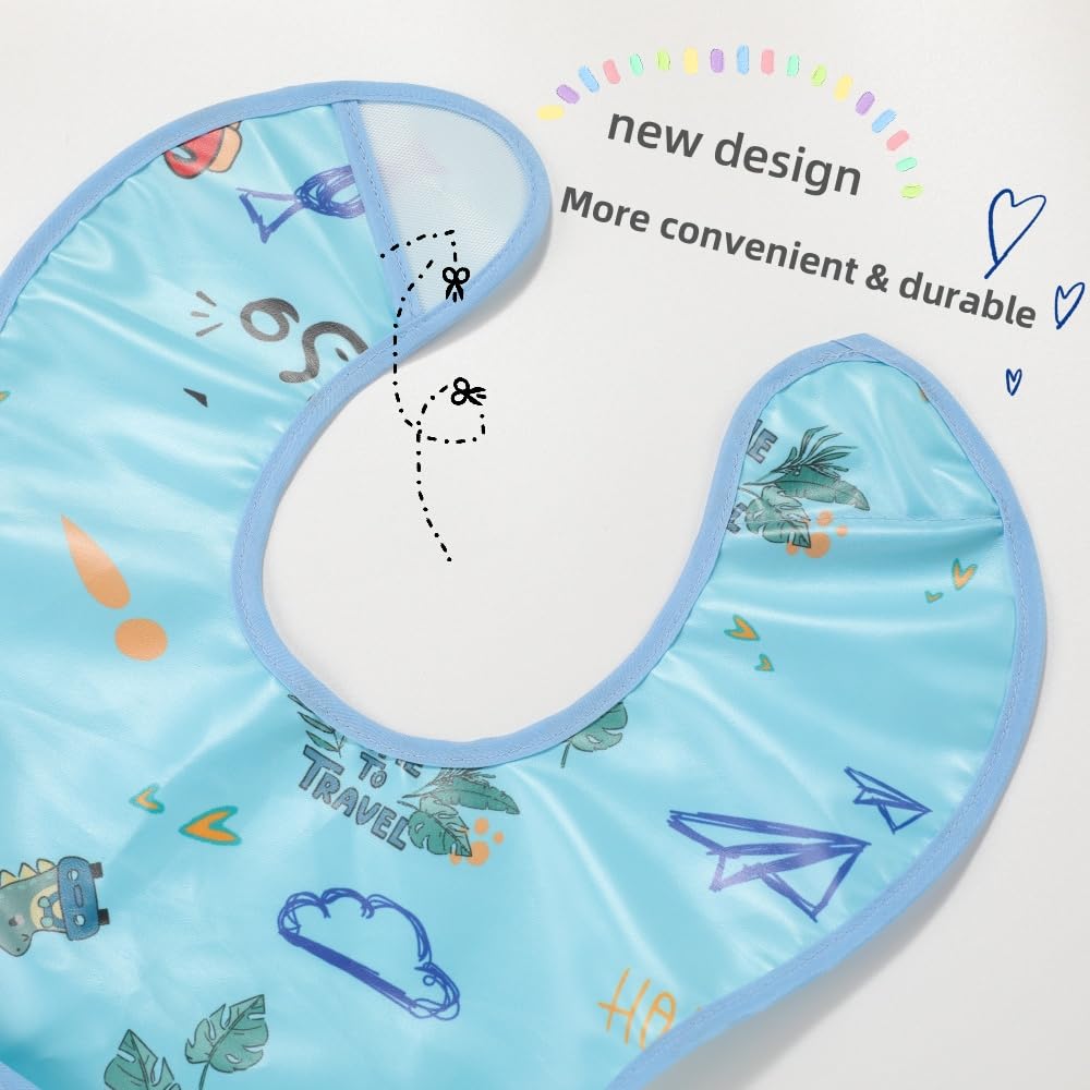 Norinori Babero impermeable para bebé, babero de alimentación, 4 unidades, ajustable, suave, para niño y niña, 6-24 m