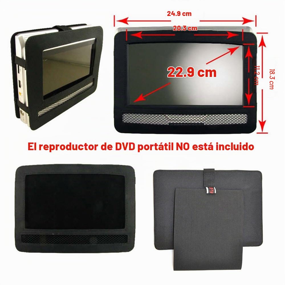 Soporte para Reposacabezas TFY Negro para Reproductor de DVD Portable de 9 Pulgadas Estilo Giratorio