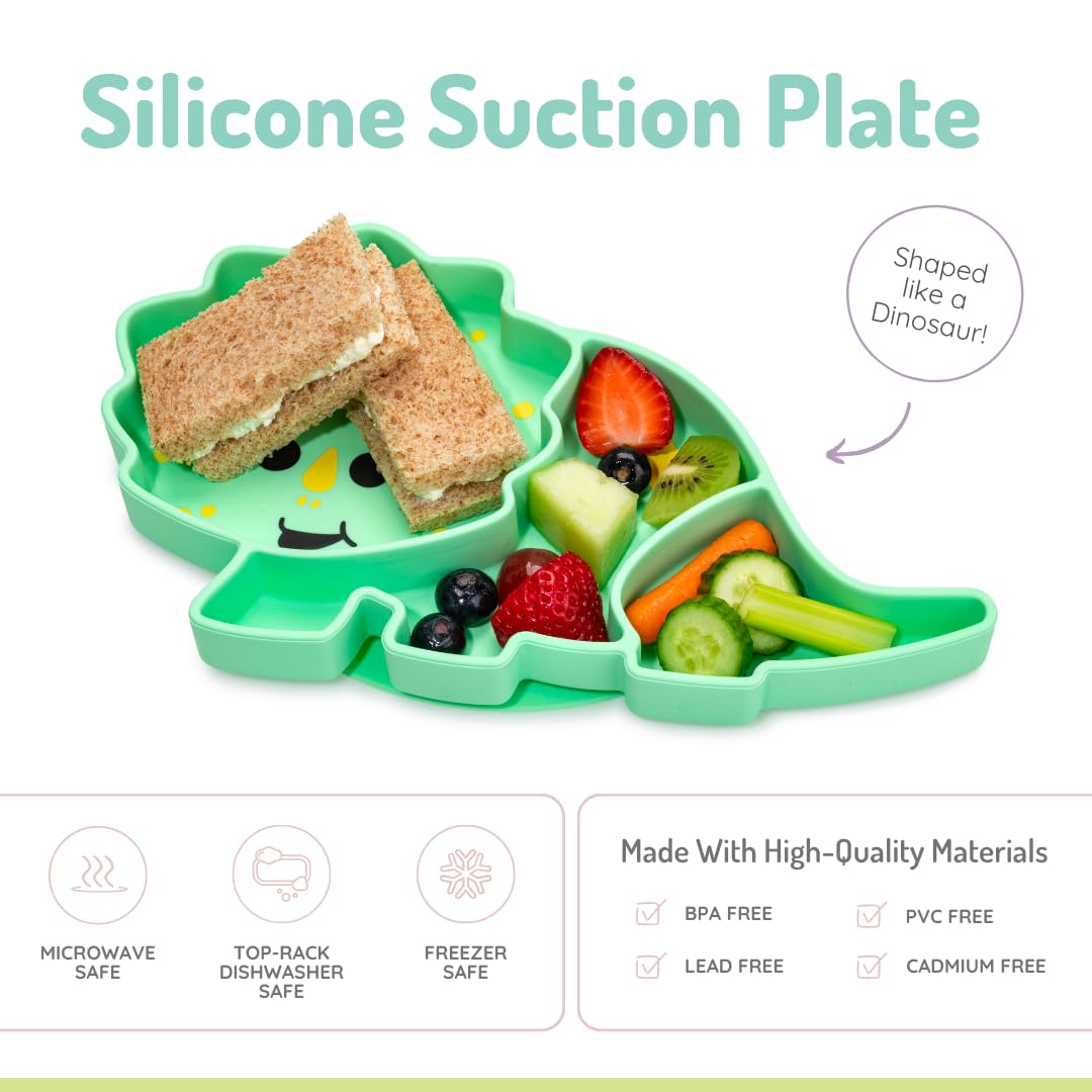 Melii - Placa de succión de silicona para bebés y niños pequeños | Placa de destete dividida con LED para bebé, sin BPA, no tóxica, apta para lavaplatos y microondas, se adapta a la mayoría de sillas