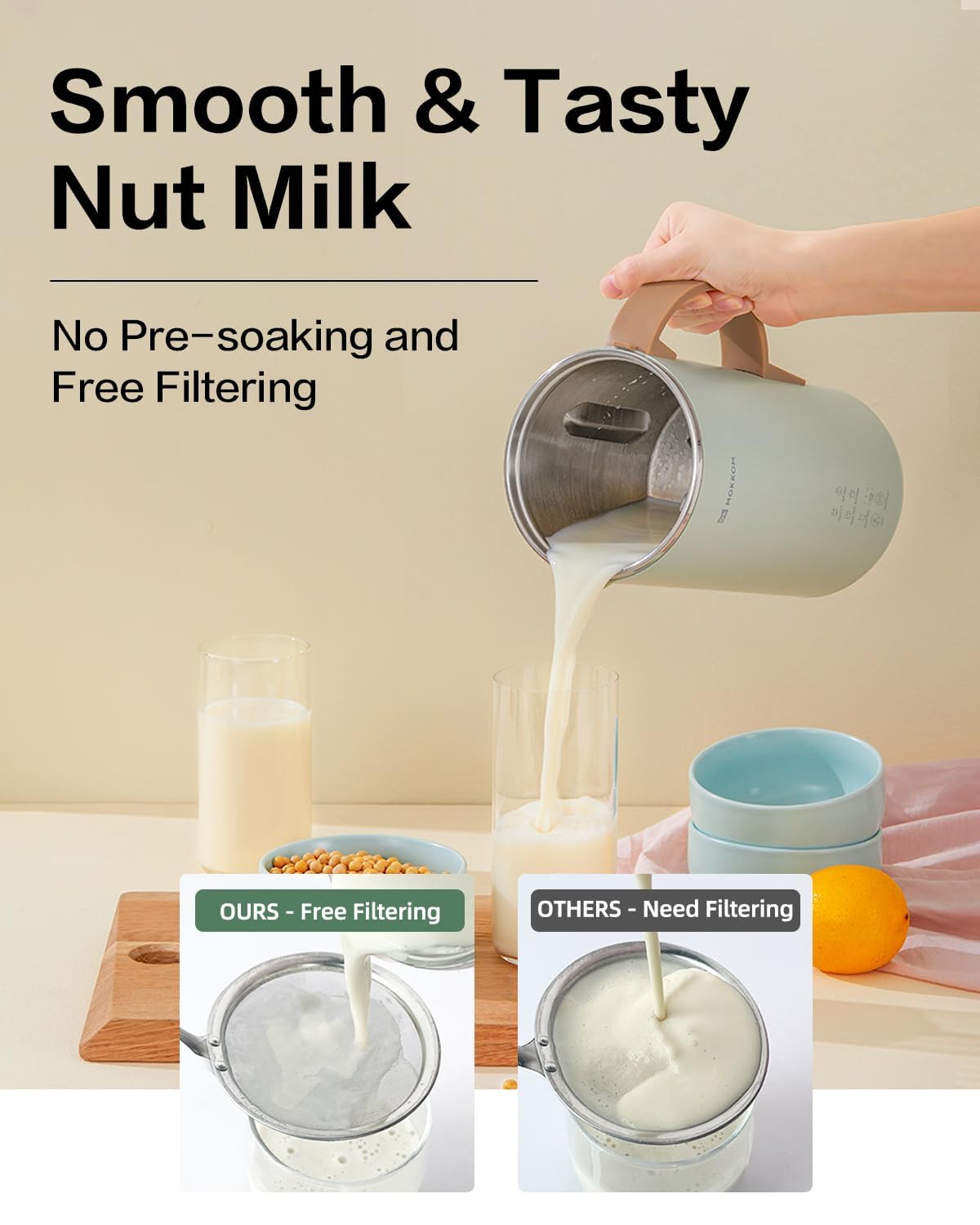 Máquina Automática de Leche de Nueces MOKKOM 20 Onzas para Bebidas de Soja, Almendra y Coco