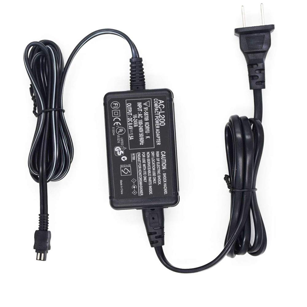 AC-L200 Cargador adaptador de corriente alterna para videocámara Sony Handycam DCR-SX, DCR-SR, DCR-HC, DCR-PC, DCR-DVD, DCR-IP, HDR-CX, HDR-XR, HDR-PJ, HDR-SR, HDR-UX, HDR-TD, CCD TRV DEV Series