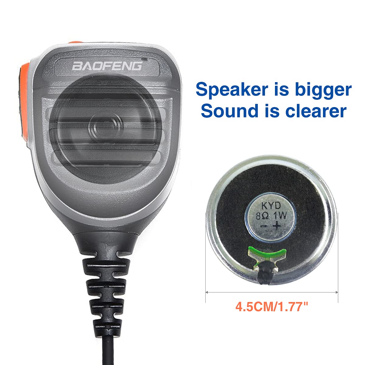 BaoFeng Walkie Talkie - Micrófono para altavoz de micrófono, micrófono de policía de hombro remoto para Baofeng UV-5R Mini BF-F8HP Pro 5RM DM21 UV32 UV-21R K5PLUS GM-15 Pro UV-5G PlusAR-152 GM-5RH UV