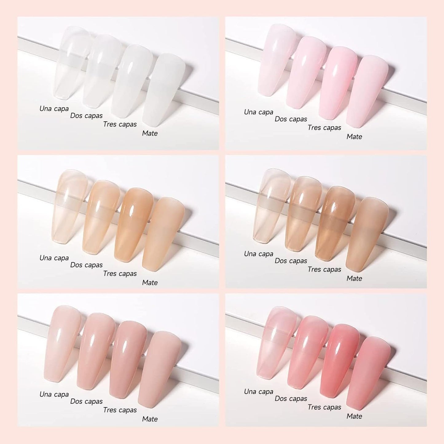SADOWAY Set de Esmalte de Gel 6 Colores Nude: Tonos Piel Rosa y Marrón, Fórmula sin Toxinas – Larga Duración 21 Días, Acabado Brillante – Fácil de Aplicar en Casa – Regalo Ideal para Mujer