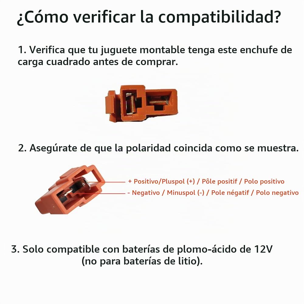 Adaptador de Carga Universal de 12 V BMX X6 Negro para Juguetes y Autos de Montar para Niños