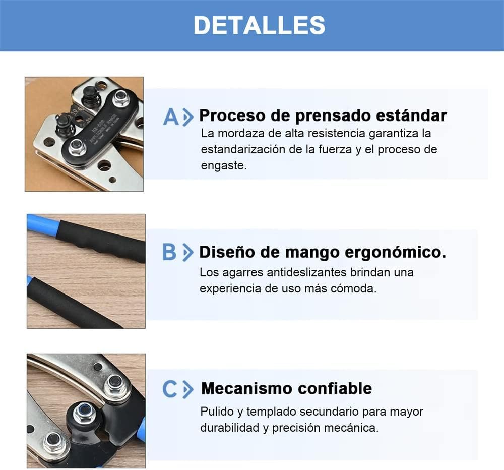 Herramienta de Crimpado de Cable de Batería，Crimpadora de Lengüetas de Cable de Batería para Terminales de Cable resistentes， AWG 10，8, 6, 4, 2, 1, 0 (Cable Crimping Pliers Set)
