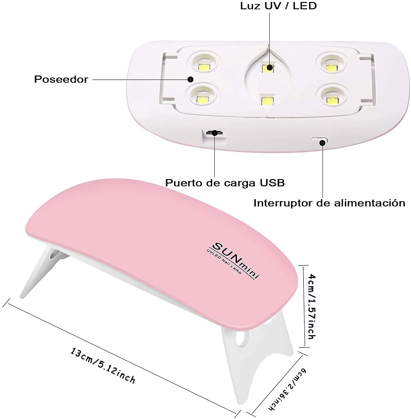 Kit de Herramientas para DIY Decoración de Uñas - Conjunto de Arte de Uñas con Mini 6W LED Lámpara Uñas UV | 15 Pinceles de Pintura | 5 Herramientas de Punteado | 2 Cajas de Diamantes de Imitación | 10 Cintas de Rayas | Lima de Uñas | Cepillo de Limpieza