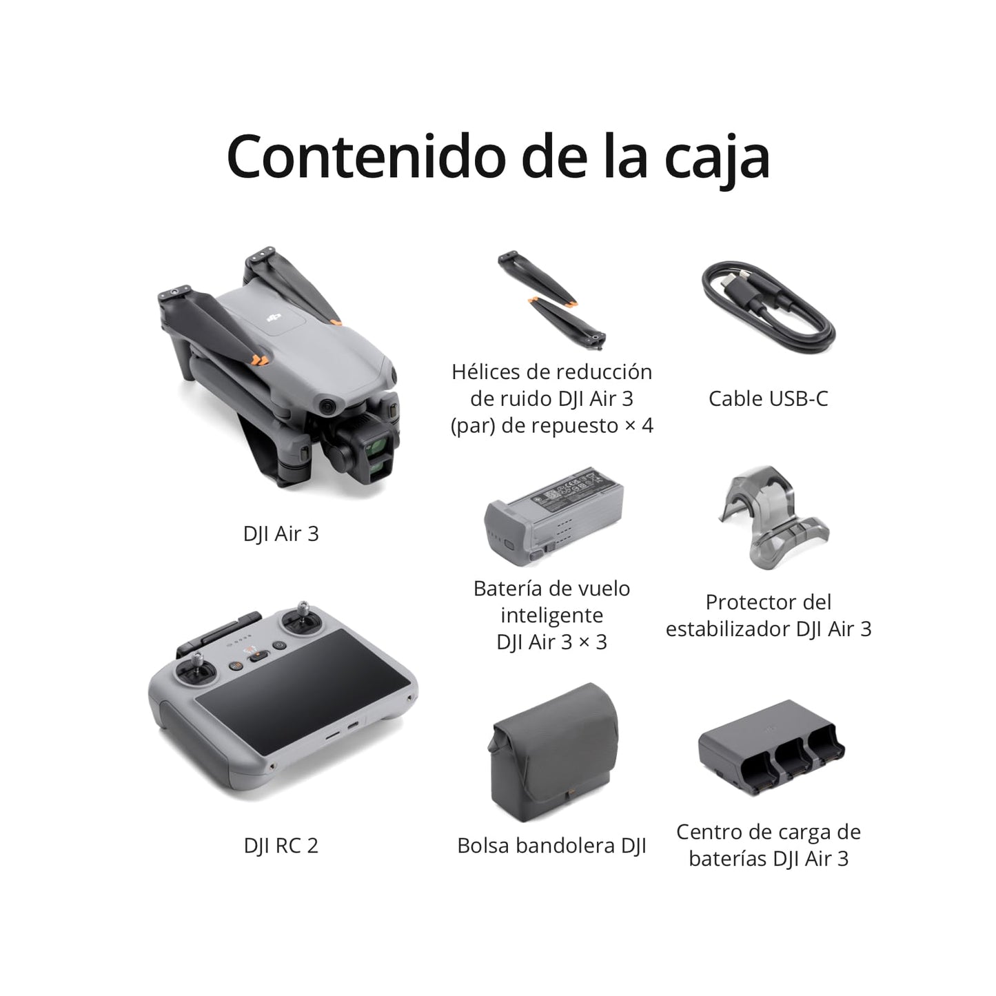 DJI Air 3 Pack Vuela Más con DJI RC 2 (control remoto con pantalla), dron con doble cámara 4K HDR con gran angular y teleobjetivo medio, 46 min de tiempo máx. de vuelo, 48 MP, O4, dos baterías adicionales