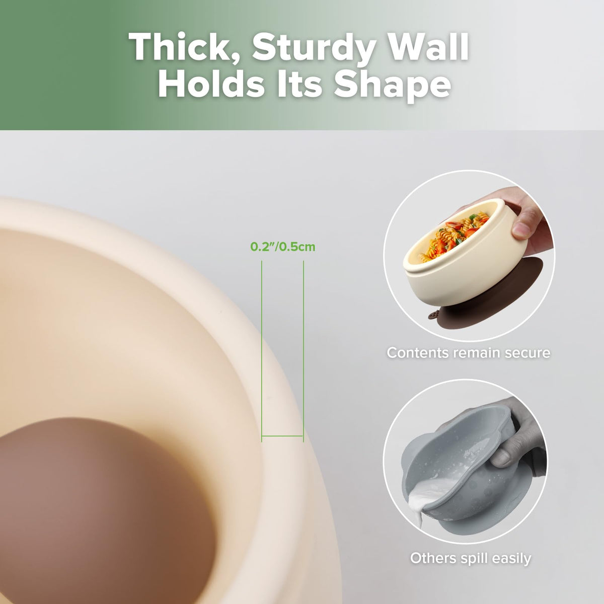 haakaa - tazón de silicona para hongos para bebé, tazón de alimentación de bebé y cubiertos Bendy, color nogal
