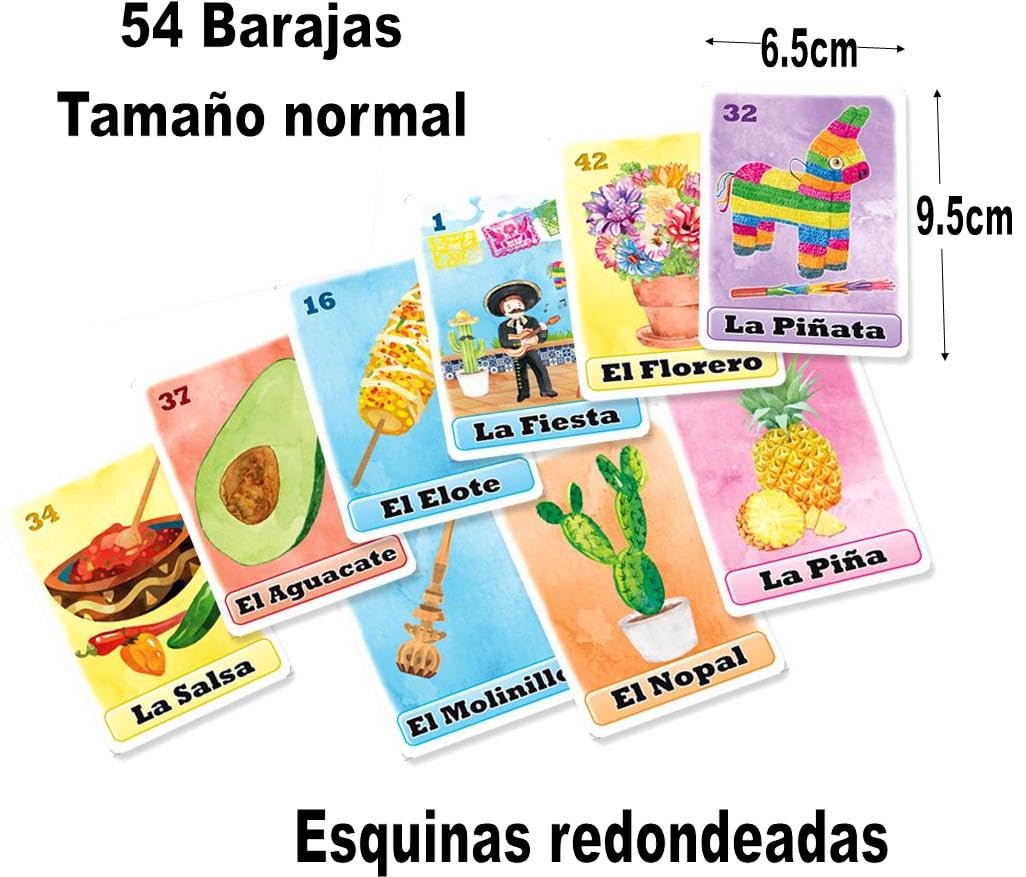 Loteria Fiesta - Juego en Español para 20 Jugadores con 20 Tablas y Baraja Completa de Cartas