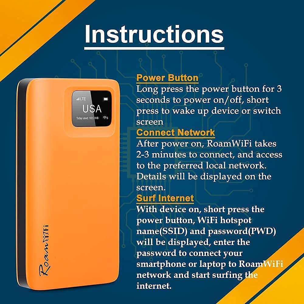 Punto de Acceso Móvil RoamWiFi 4G LTE Portátil 10 GB EE. UU. y 1 GB Global 30 Días 10 Dispositivos 170 Países Sin Contrato