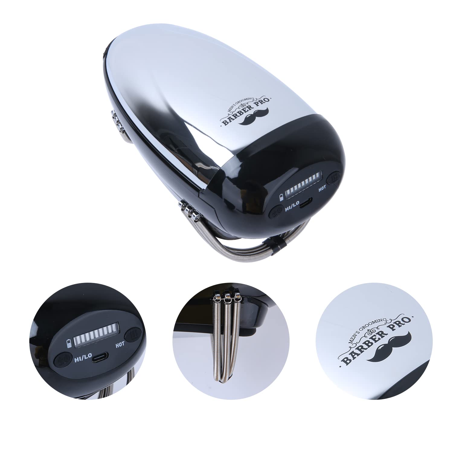 Masajeador de calor de mano con cable/inalámbrico, carga USB profesional, masaje de cuello, piernas/manos, 2 nodos de masaje, 1 botón caliente (plateado)