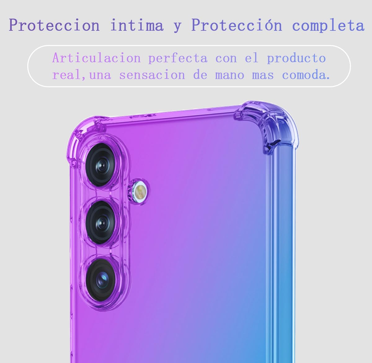DABUNA Funda para Samsung Galaxy A56 5G Case,Transparente Colores Degradados Protectora de Cámara Anticaída Carcasa Bumper(Púrpura Azul)