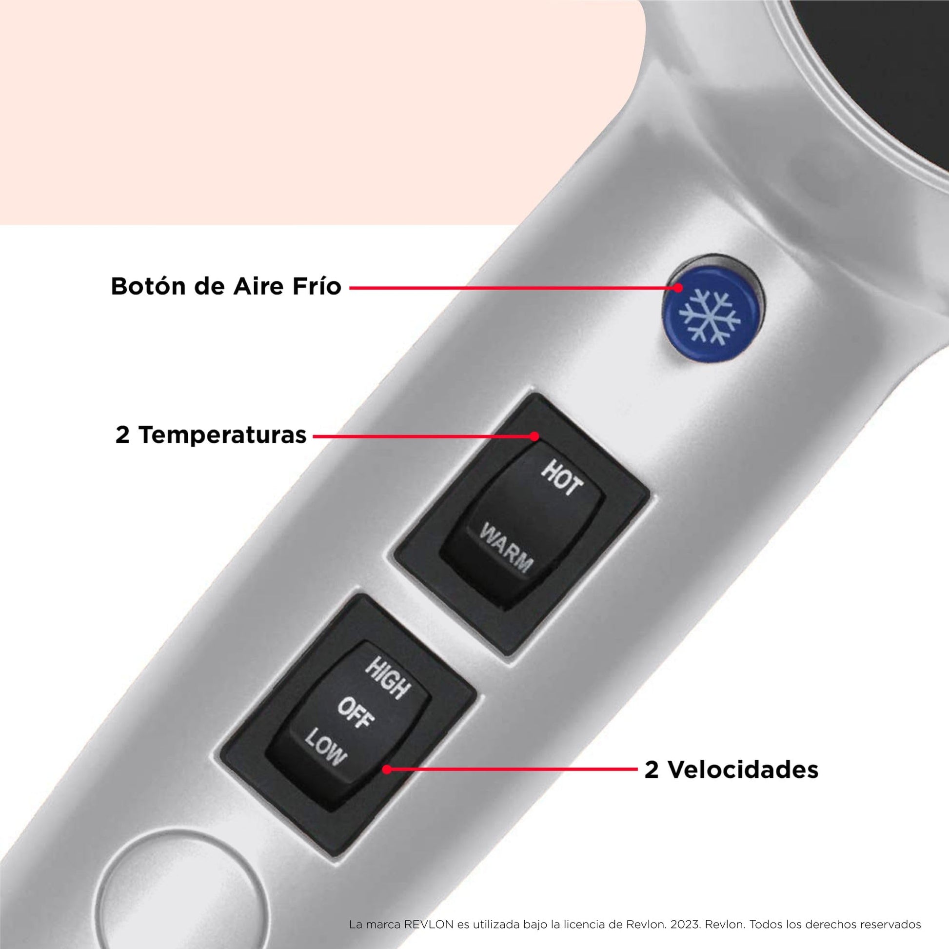 Revlon Secadora con Tecnología Iónica y Turmalina, Plata