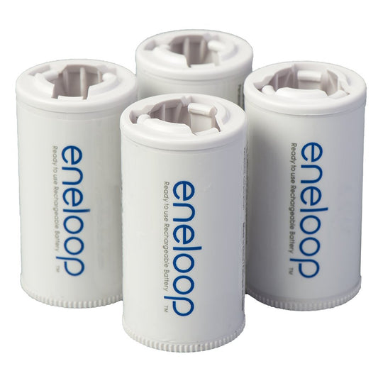 Adaptadores de Pilas C Panasonic eneloop Blancos, 4 Unidades