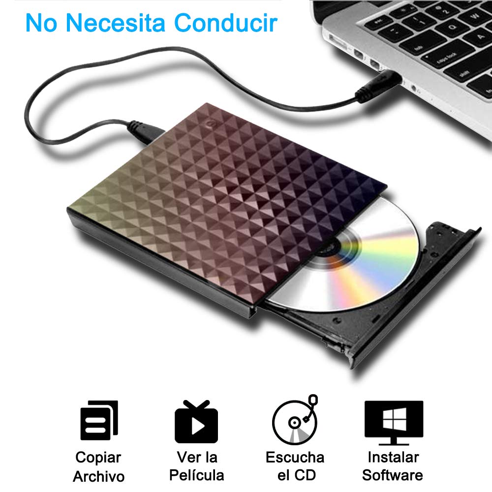 Grabadora CD/DVD Yostyle USB 3.0 Portátil CD/DVD-RW para Windows 2003 / Vista / XP / 7 / 8.1 / 10 / Mac OS