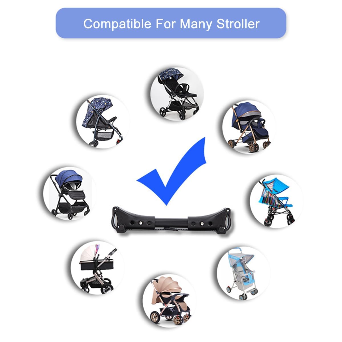 LimCryspp Conector Universal para Cochecitos Gemelares - Adaptador Práctico para Carriolas Dobles, Accesorio Esencial para Padres de Gemelos. Compatible con la Mayoría de Marcas, Fácil Instalación y Diseño Resistente (negro)