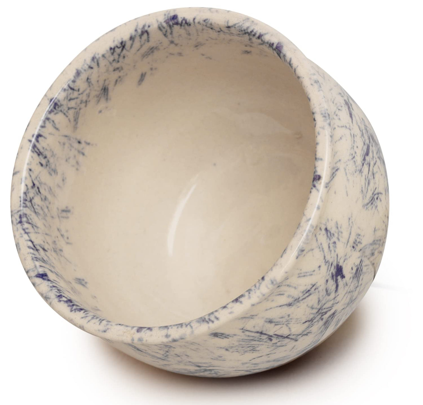 ETROVES Jabonera de cerámica de 4 pulgadas para afeitar, taza de afeitar para hombre, crema de afeitar y jabón, taza de afeitar para afeitarse en húmedo (blanco azul)
