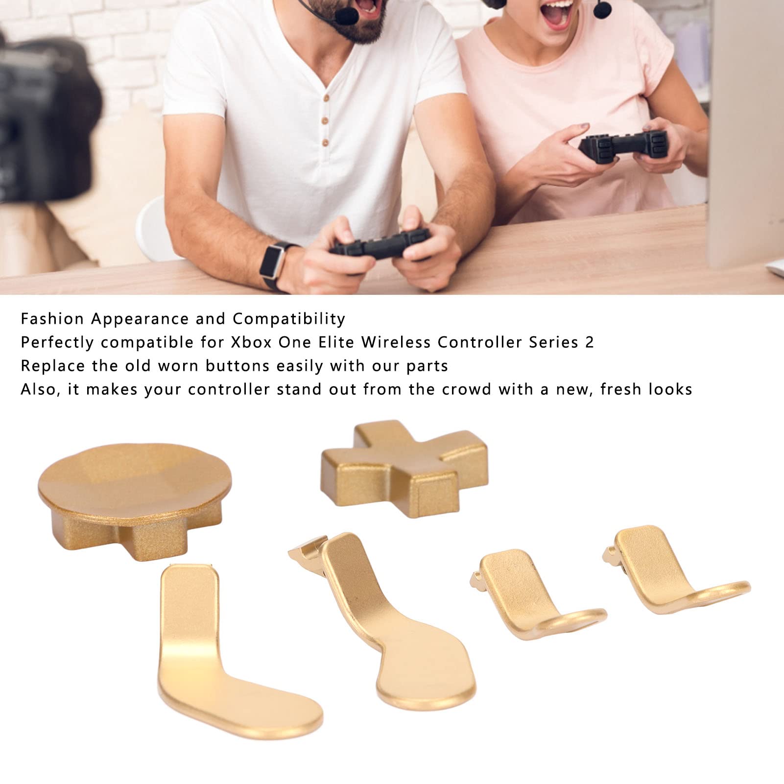 Almohadillas y Paletas de Metal ASHATA Dorado Intercambiables para One Elite Series 2