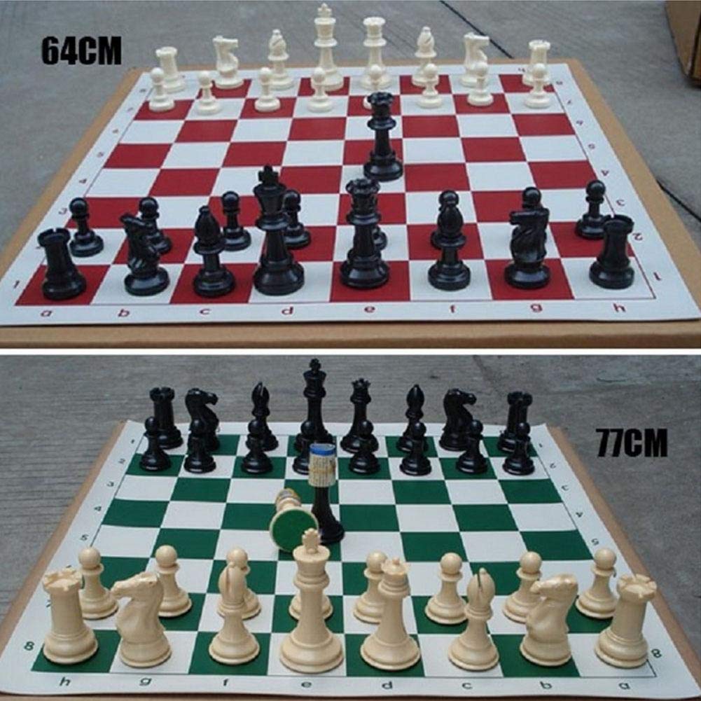Dioche Piezas de Ajedrez, Juego de Ajedrez de Plástico Juego de Ajedrez Internacional Juego de Ajedrez Completo Juego de Ajedrez en Blanco y Negro(grande-77 mm)
