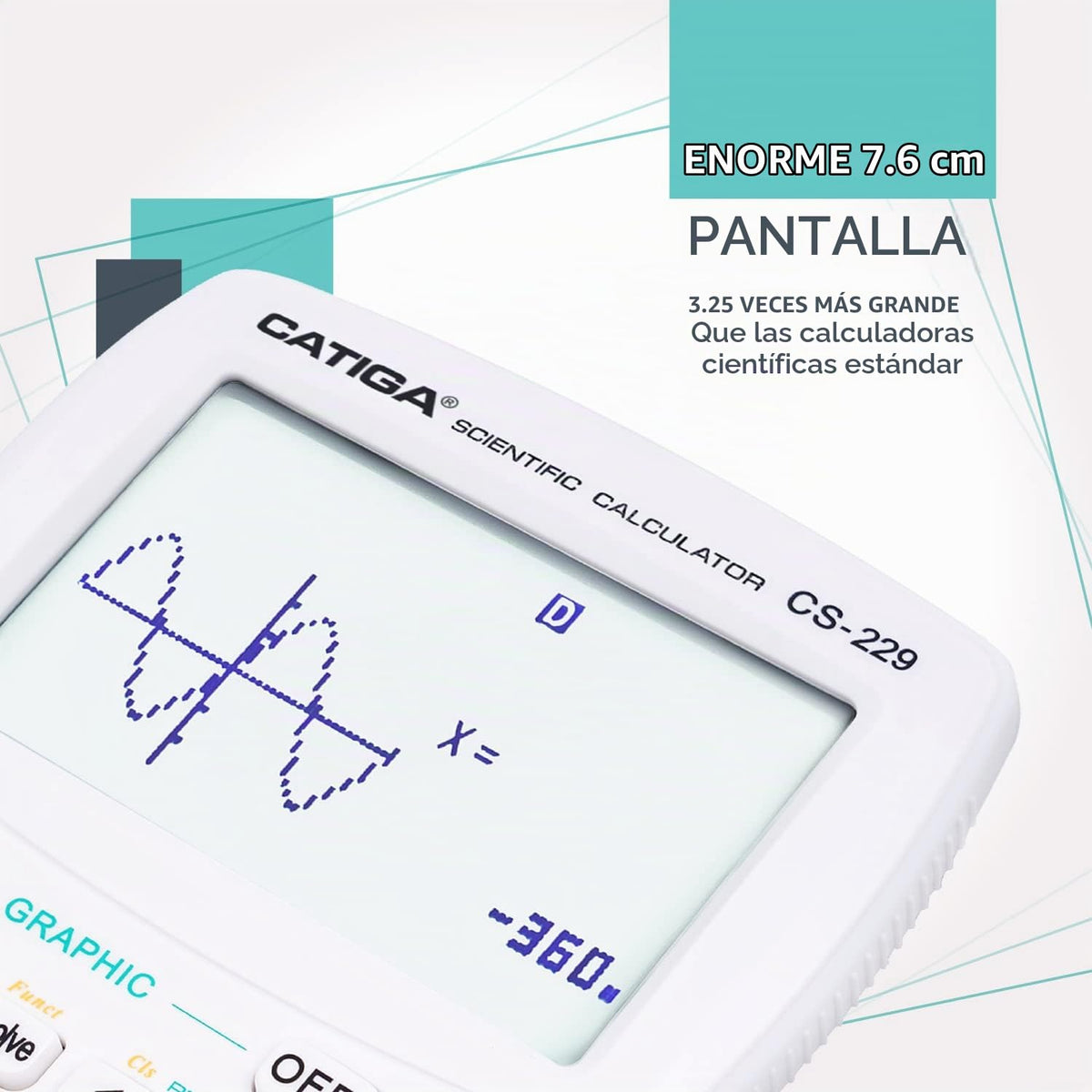 Calculadora Científica CATIGA CS-229 Negra con Funciones Gráficas para Principiantes y Avanzados
