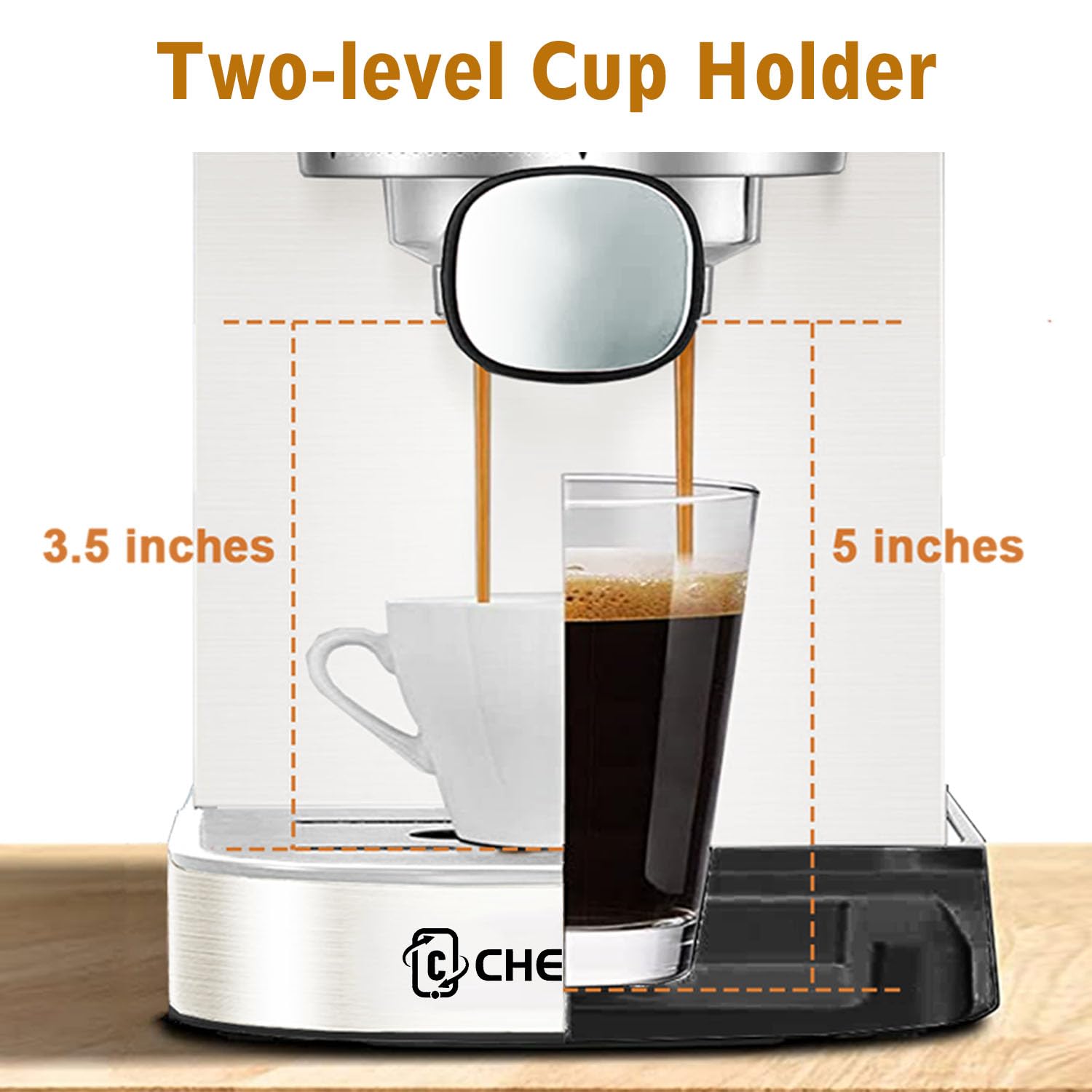 C CHENGVEY Máquina de café espresso de 20 barras, cafetera helada de acero inoxidable, cafetera profesional con espumador de leche, máquina de café compacta, regalo para papá o mamá (marfil beige)