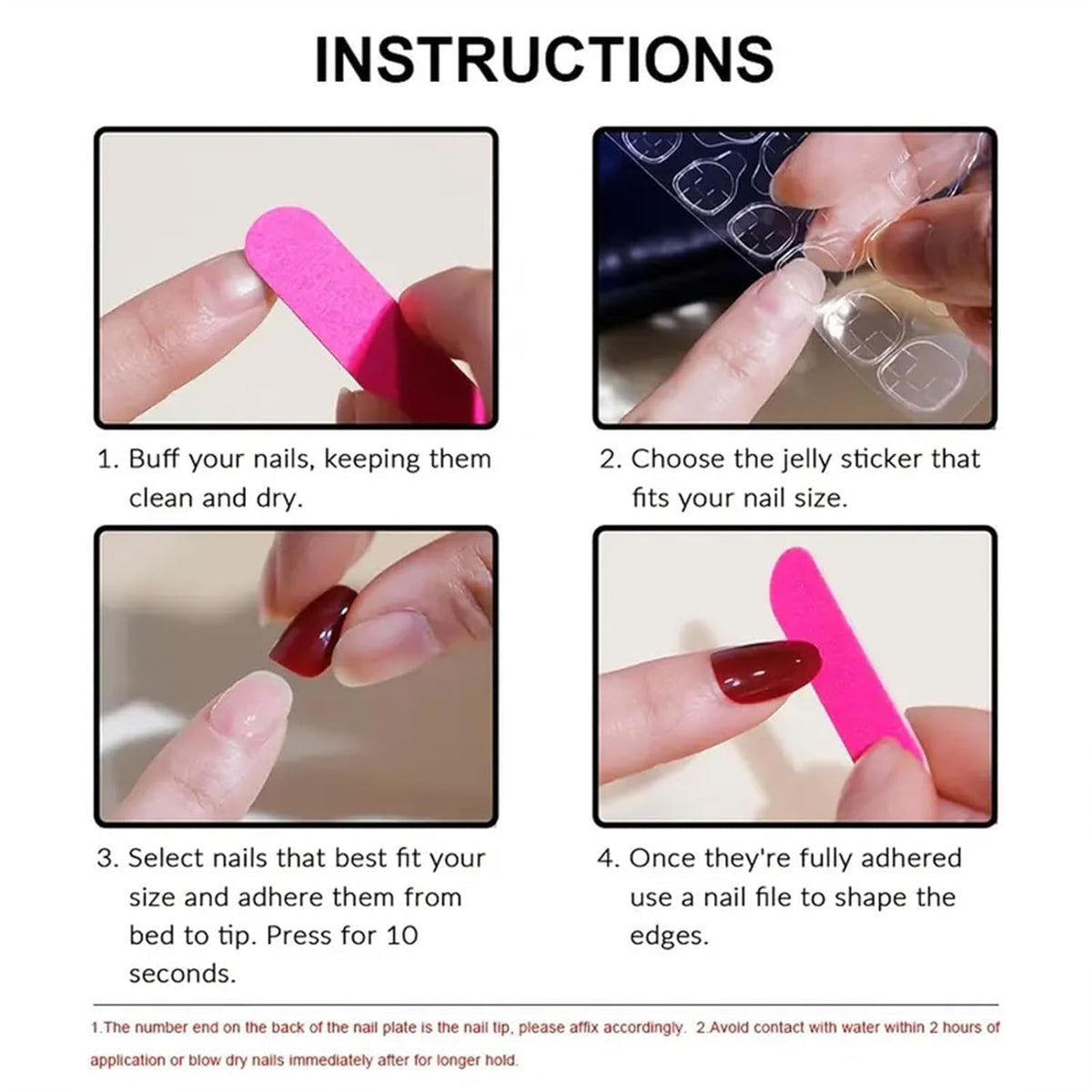 Uñas Postizas de Cortas Largas de Francesa, Adhesivas Uñas Press on Nails de Cobertura Completa, Falsas Decoradas Acrílico Natural para Mujeres y(C)