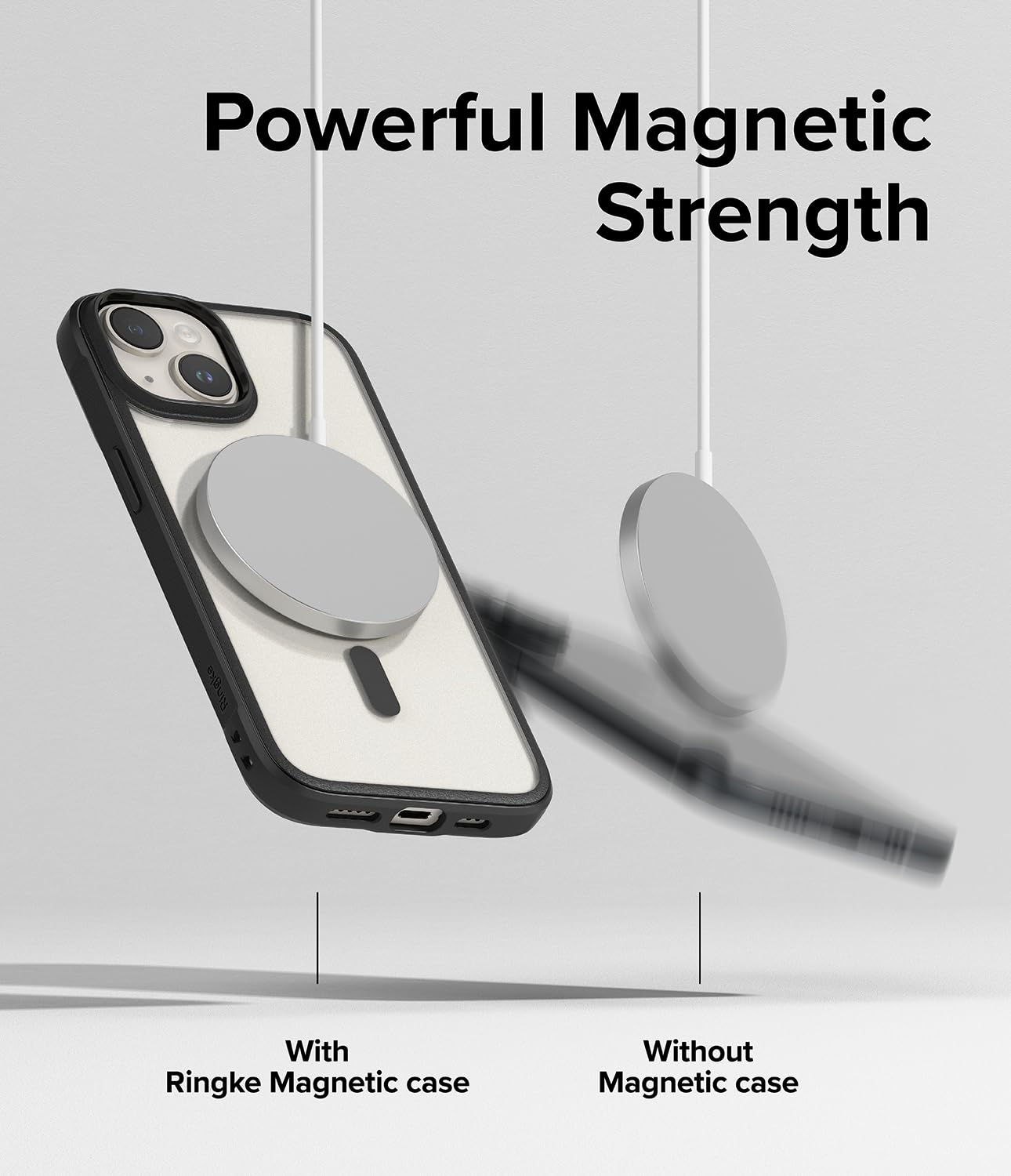 Funda Ringke Fusion Bold Matte Black de TPU Absorbente de Impactos y Respaldo Translúcido Compatible con MagSafe para iPhone 15